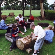 Pupils learning carving